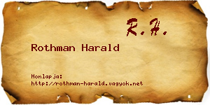 Rothman Harald névjegykártya